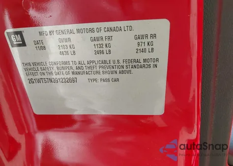 2009 Chevrolet Impala Lt из США, поврежденный, VIN 2G1WT57N391232697